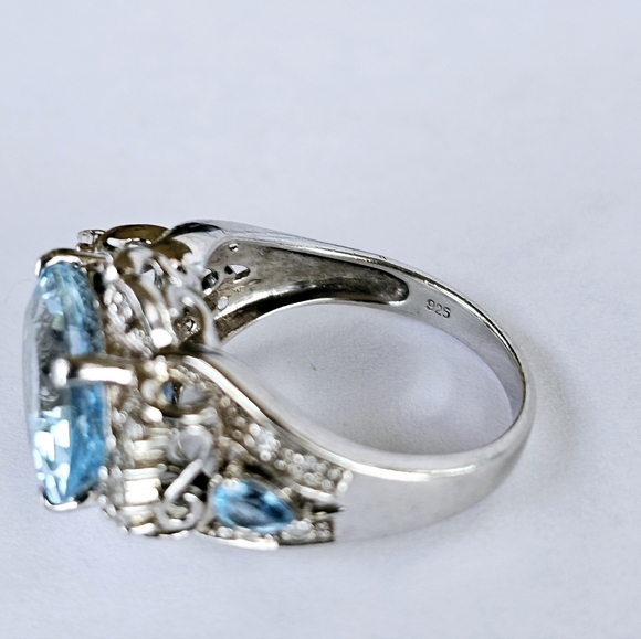 Sky & Swiss Blue Topaz Sterling Silver  with Certificate of Authenticity Sz 7! - Picture 4 of 16